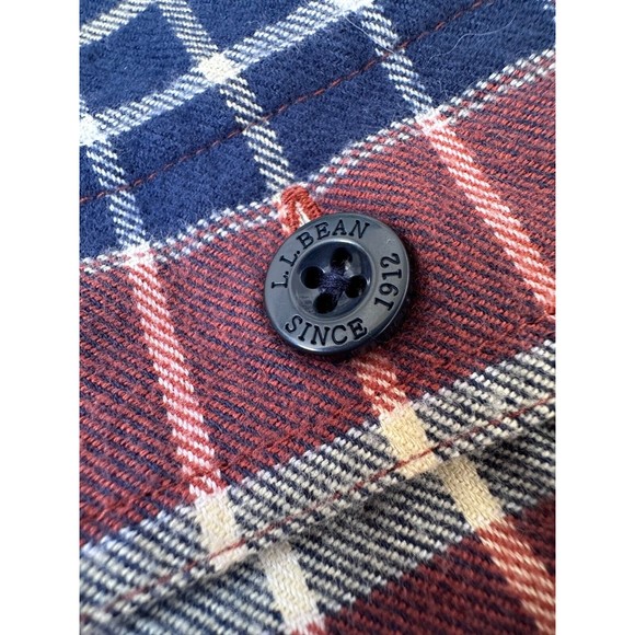 LL Bean Fleece Lined Flannel Shirt Jacket Men's Medium Shacket Navy Plaid - Picture 6 of 13